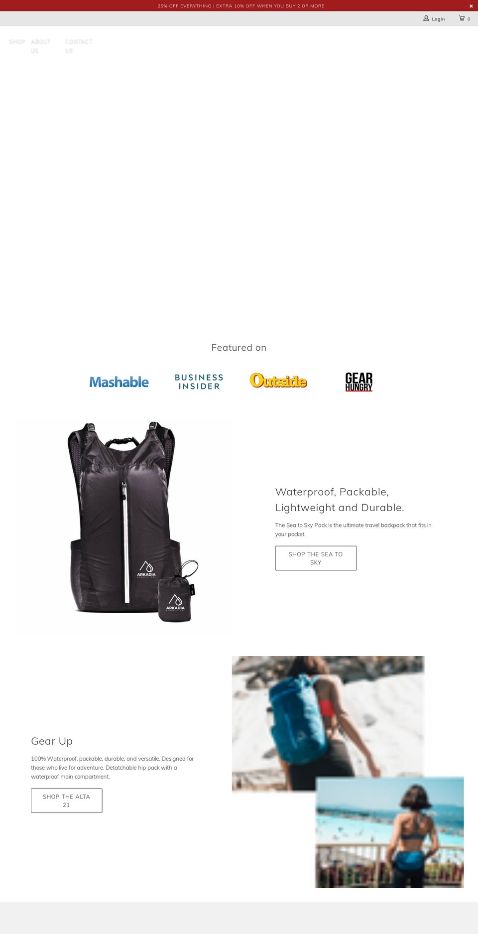 arkadiasupply.co shopify website screenshot