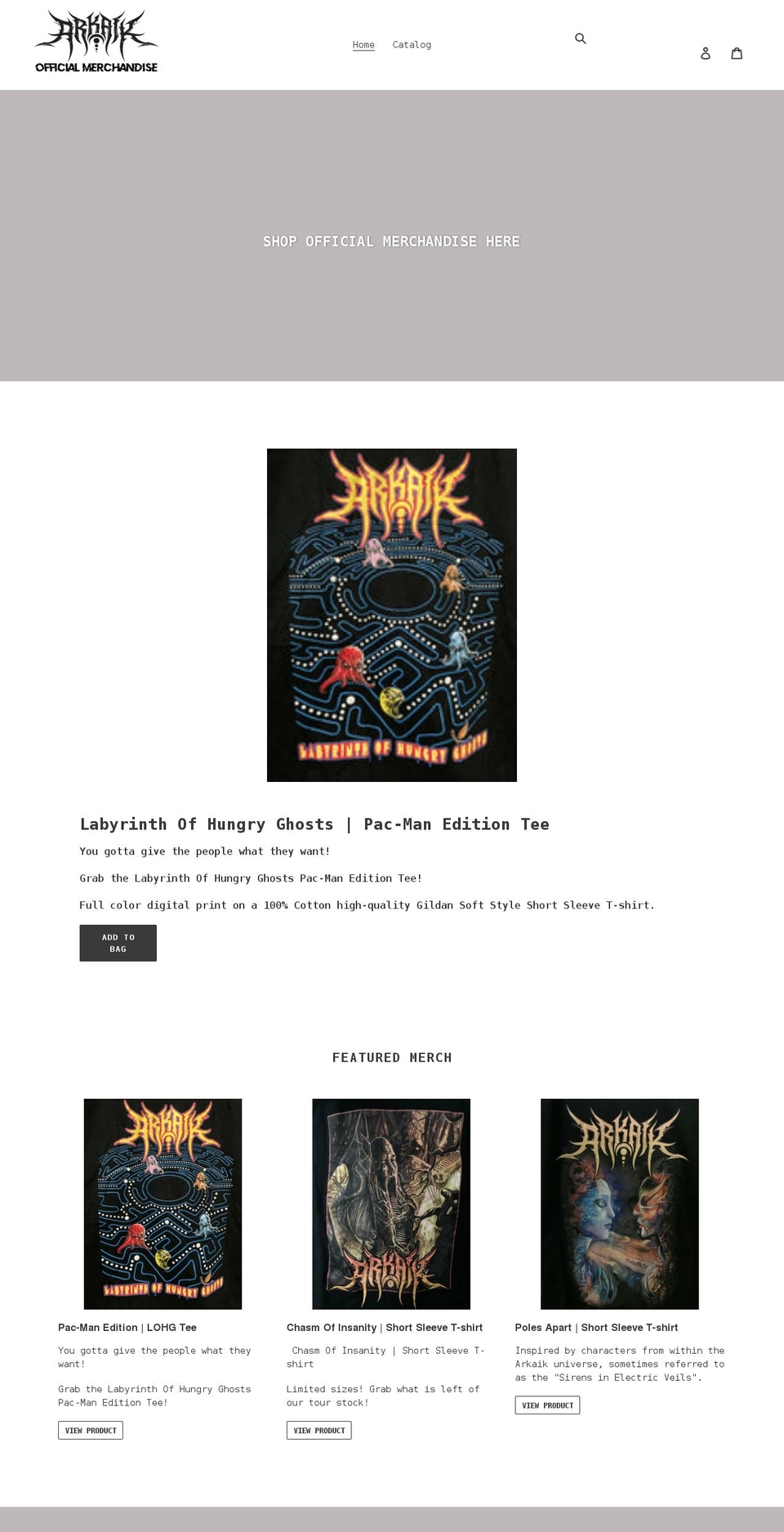 arkaikband.com shopify website screenshot