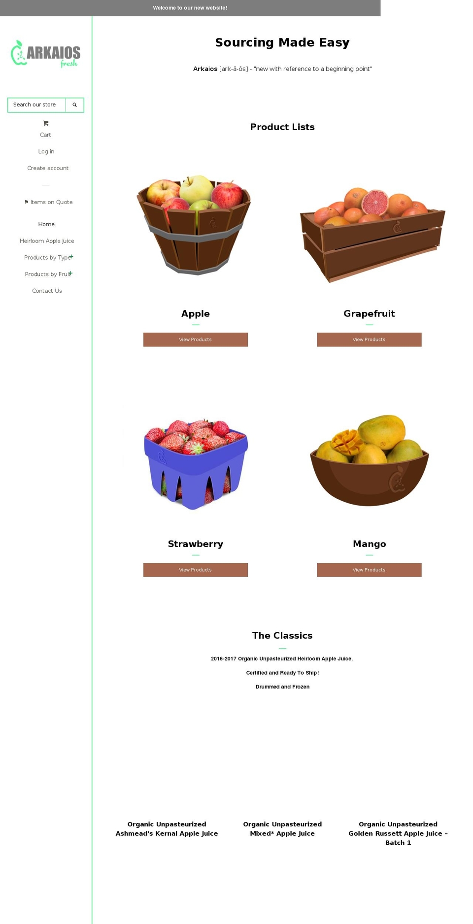 arkaiosfresh.com shopify website screenshot