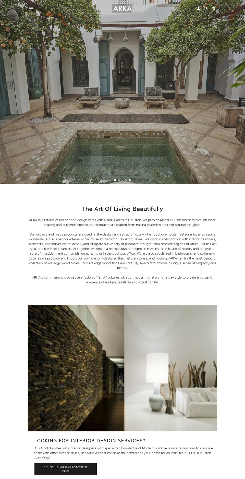 arkaliving.com shopify website screenshot
