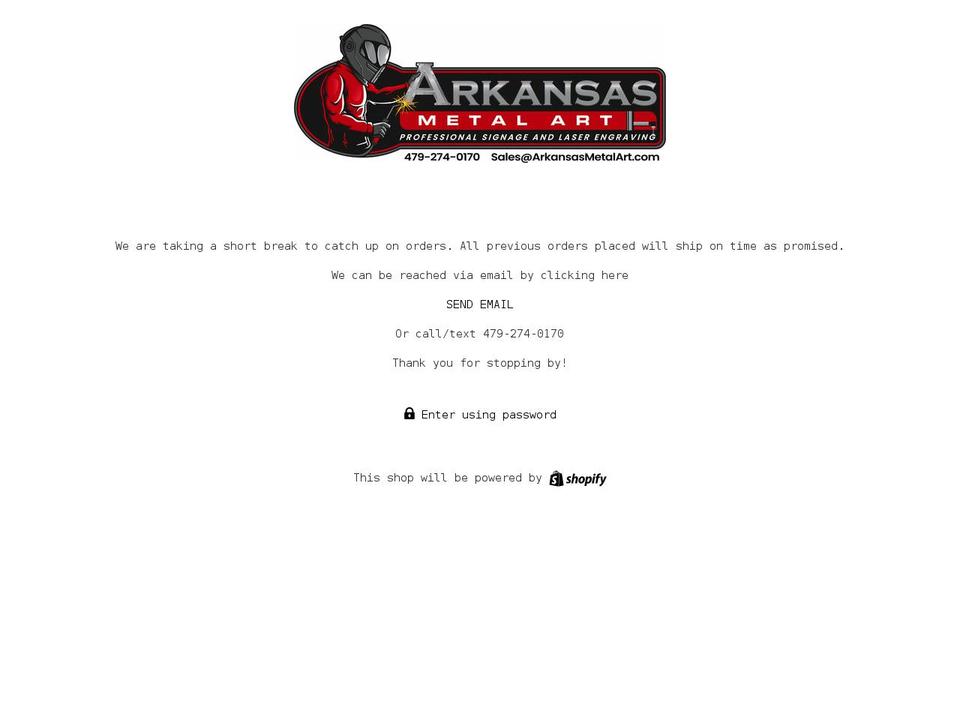arkansasmetalart.com shopify website screenshot