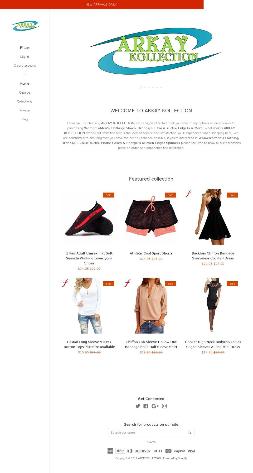 arkaykollection.com shopify website screenshot