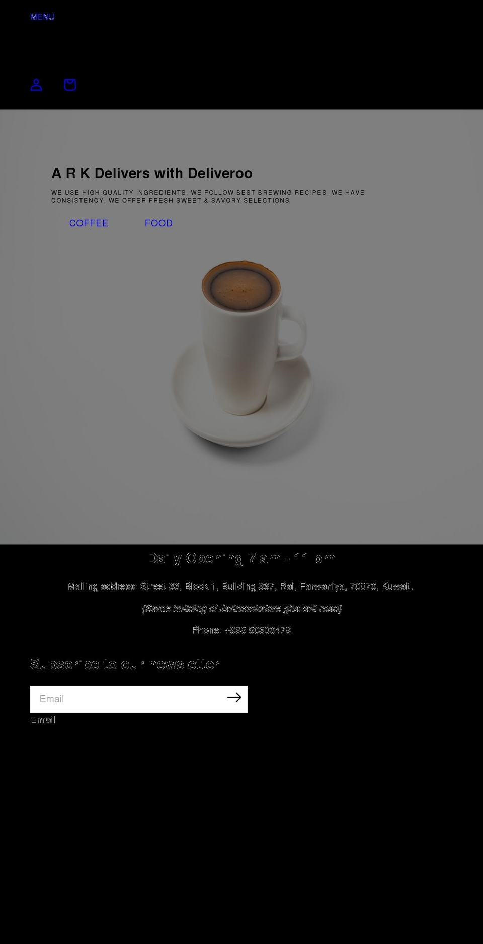 arkcoffee.co shopify website screenshot