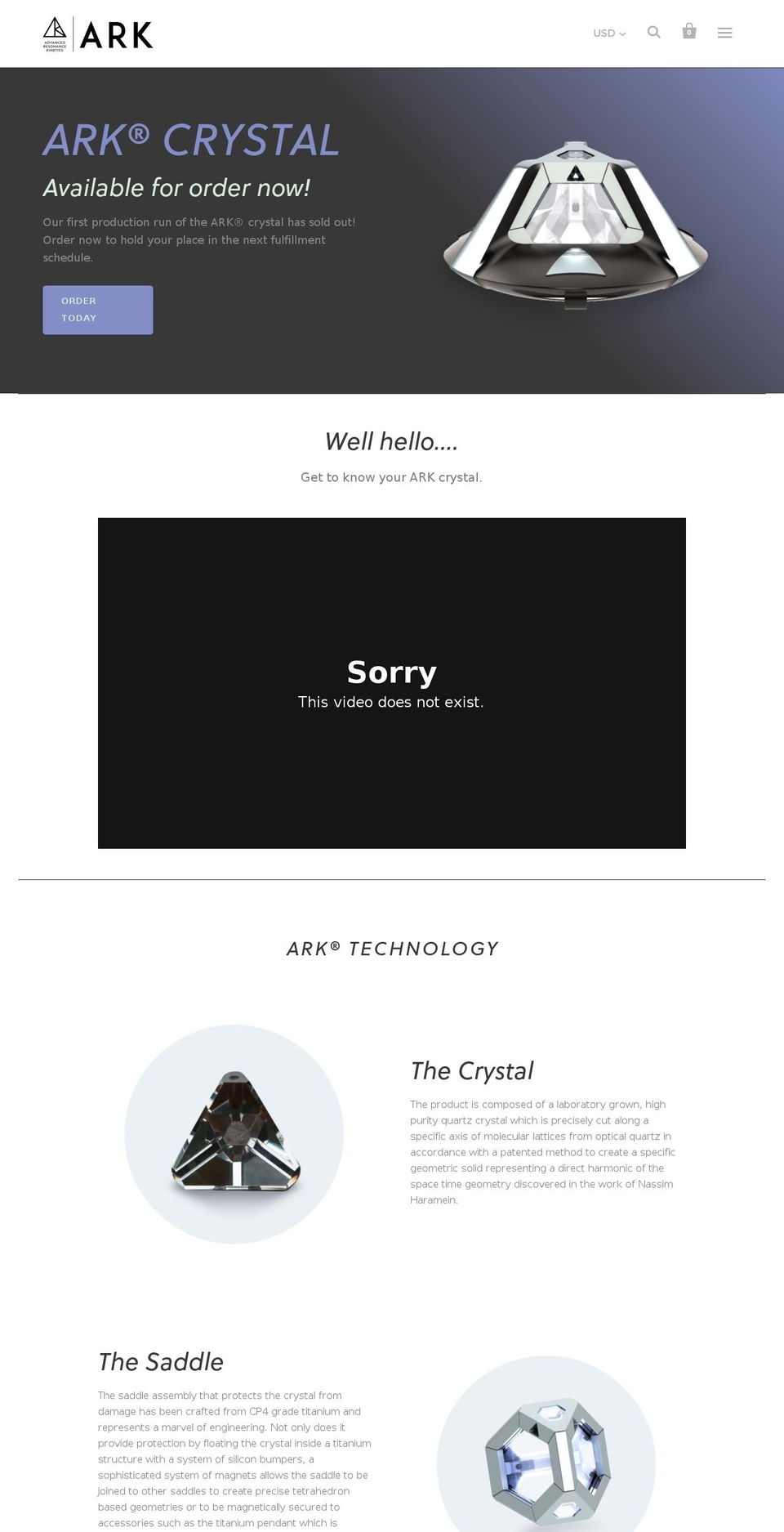 arkcrystal.com — Shopify storefront screenshot