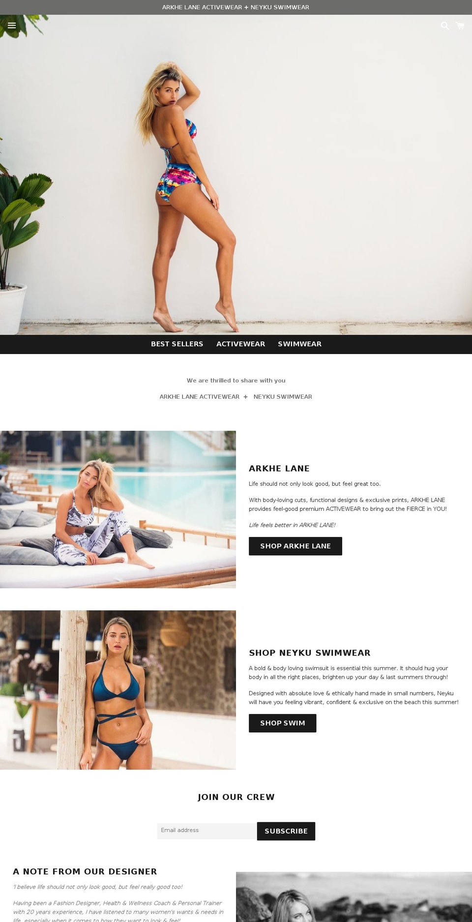 arkhelane.com shopify website screenshot
