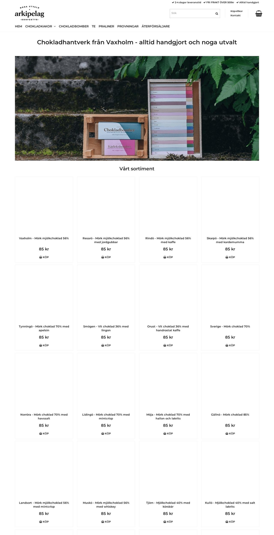 arkipelagkonfektyr.se shopify website screenshot