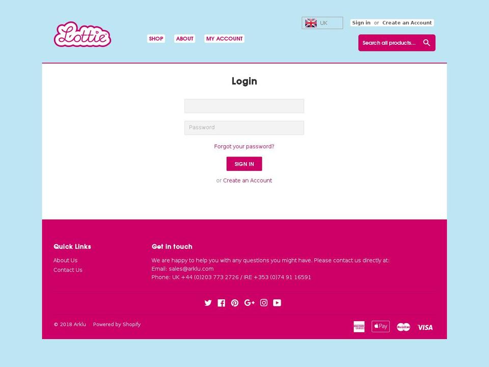 arklu.com shopify website screenshot