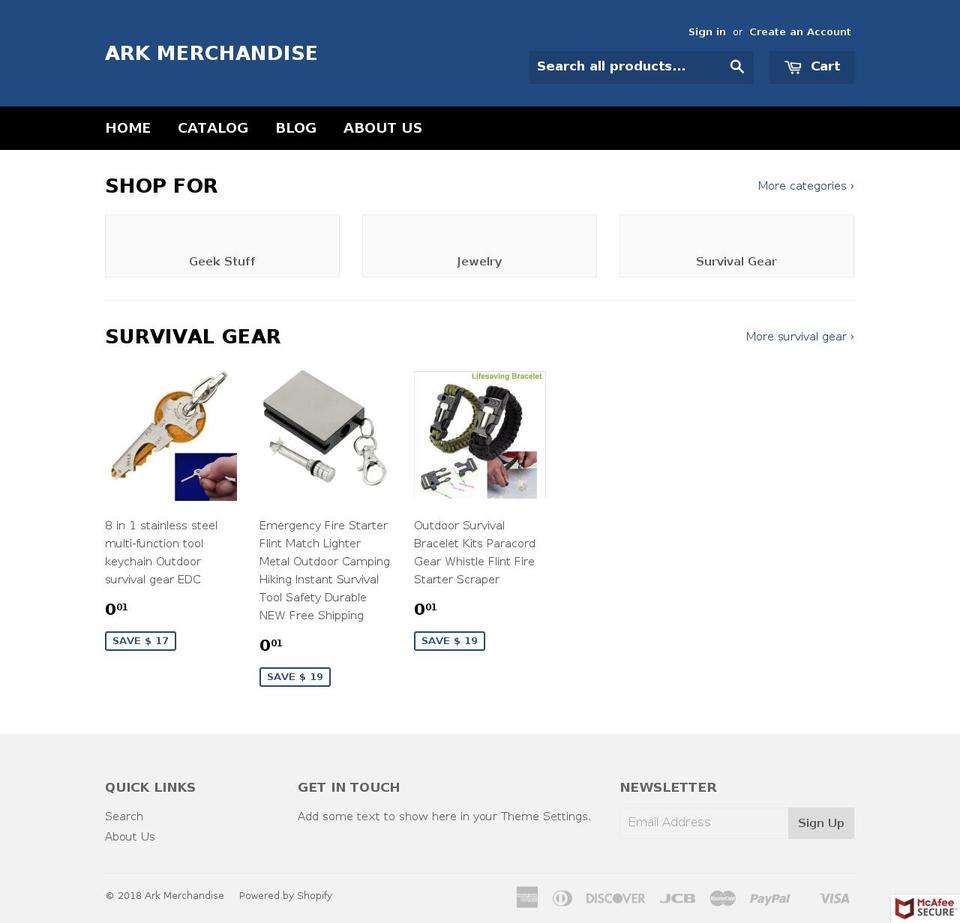 arkmerchandise.com — Shopify storefront screenshot