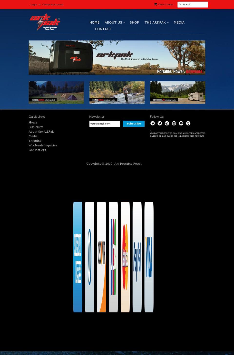 arkportablepower.com shopify website screenshot