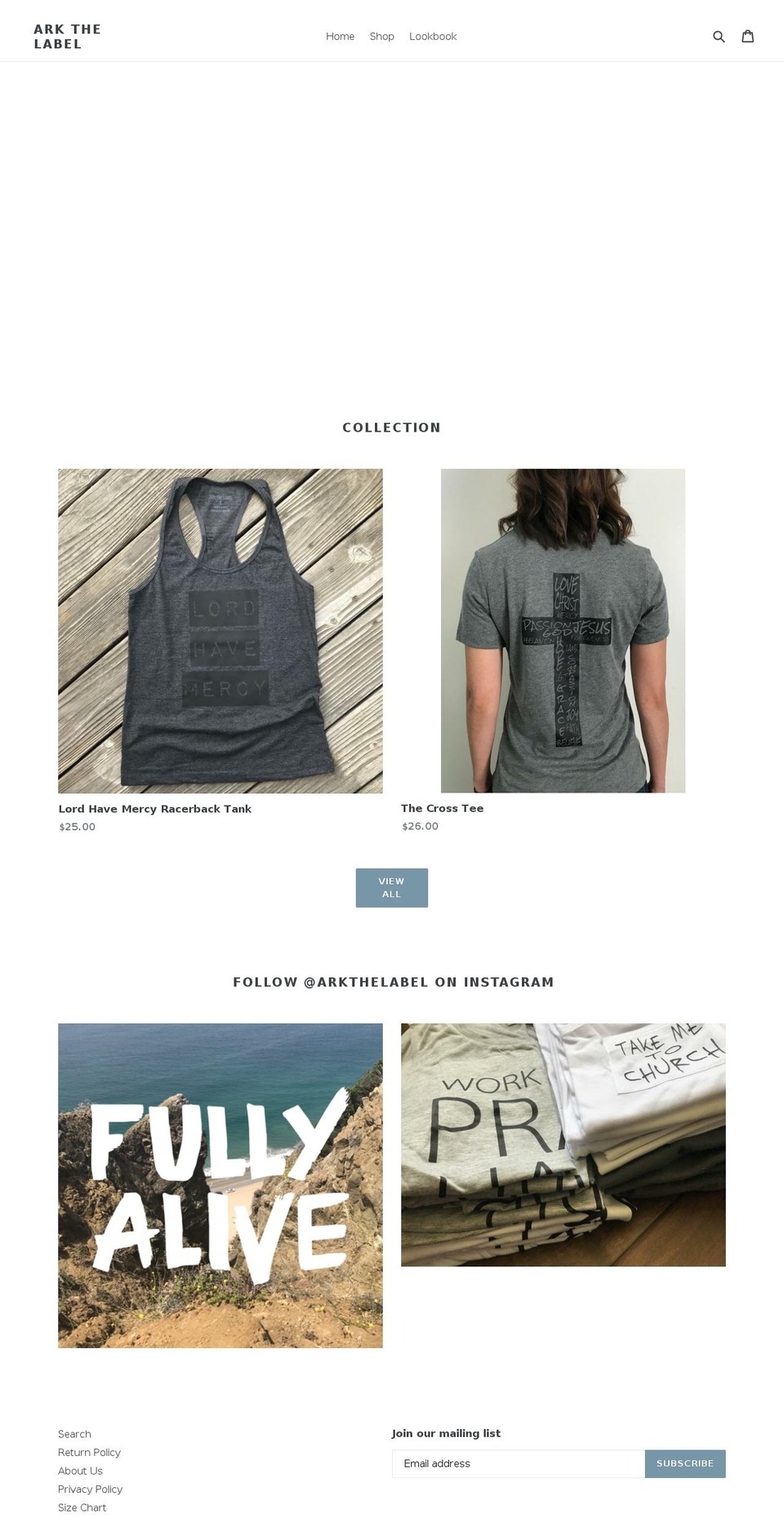 arkthelabel.com shopify website screenshot