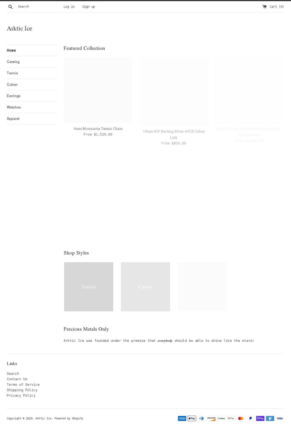 arktic-ice.com shopify website screenshot