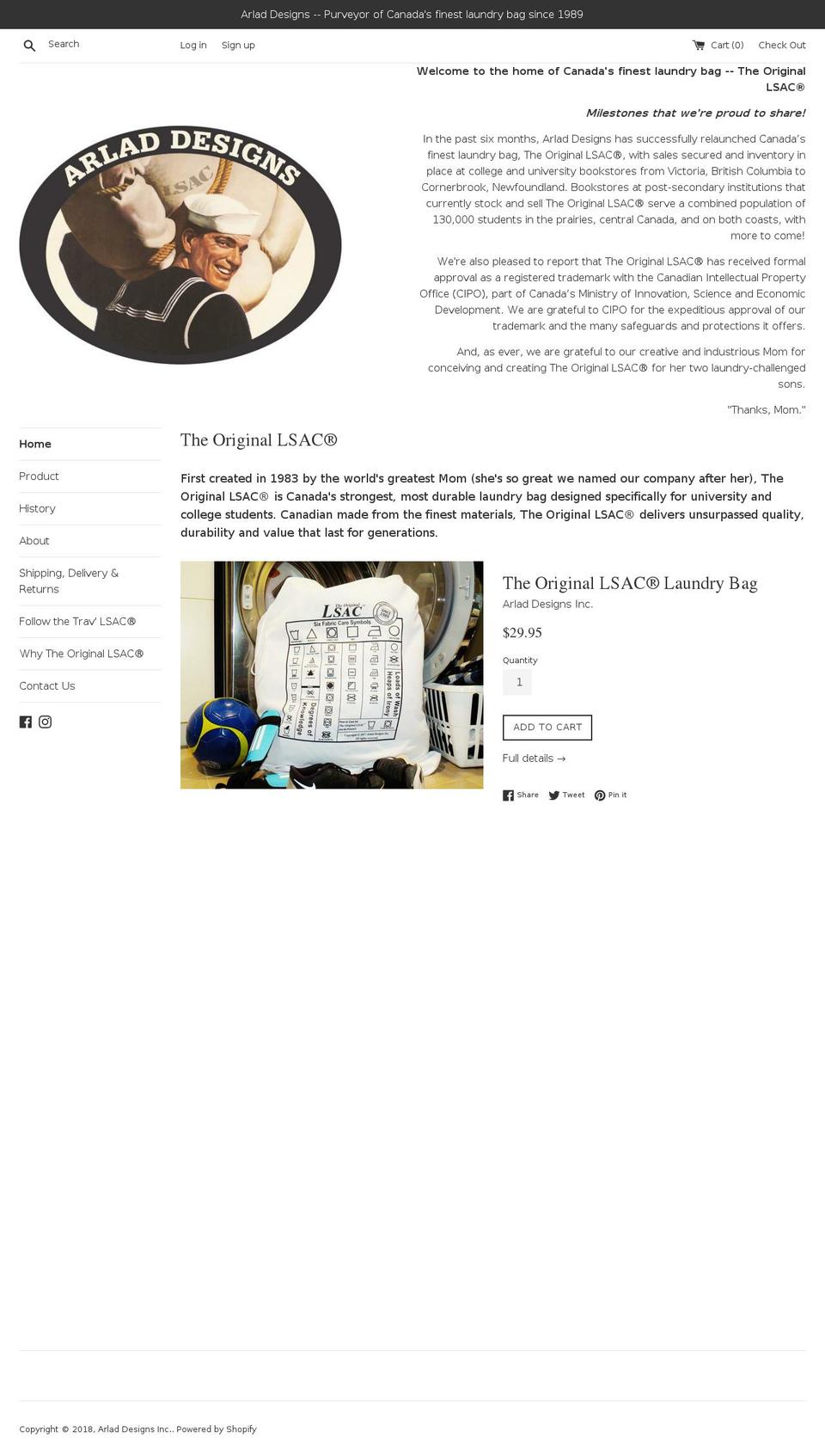 arladdesigns.com — Shopify storefront screenshot
