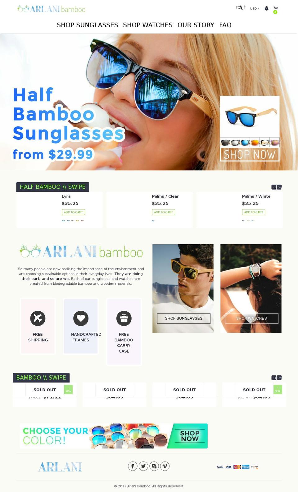 arlanibamboo.com — Shopify storefront screenshot