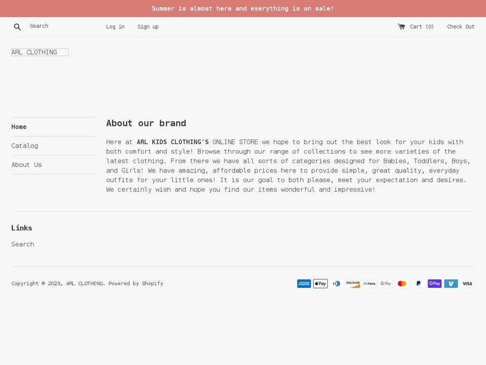 arlclothing.com shopify website screenshot