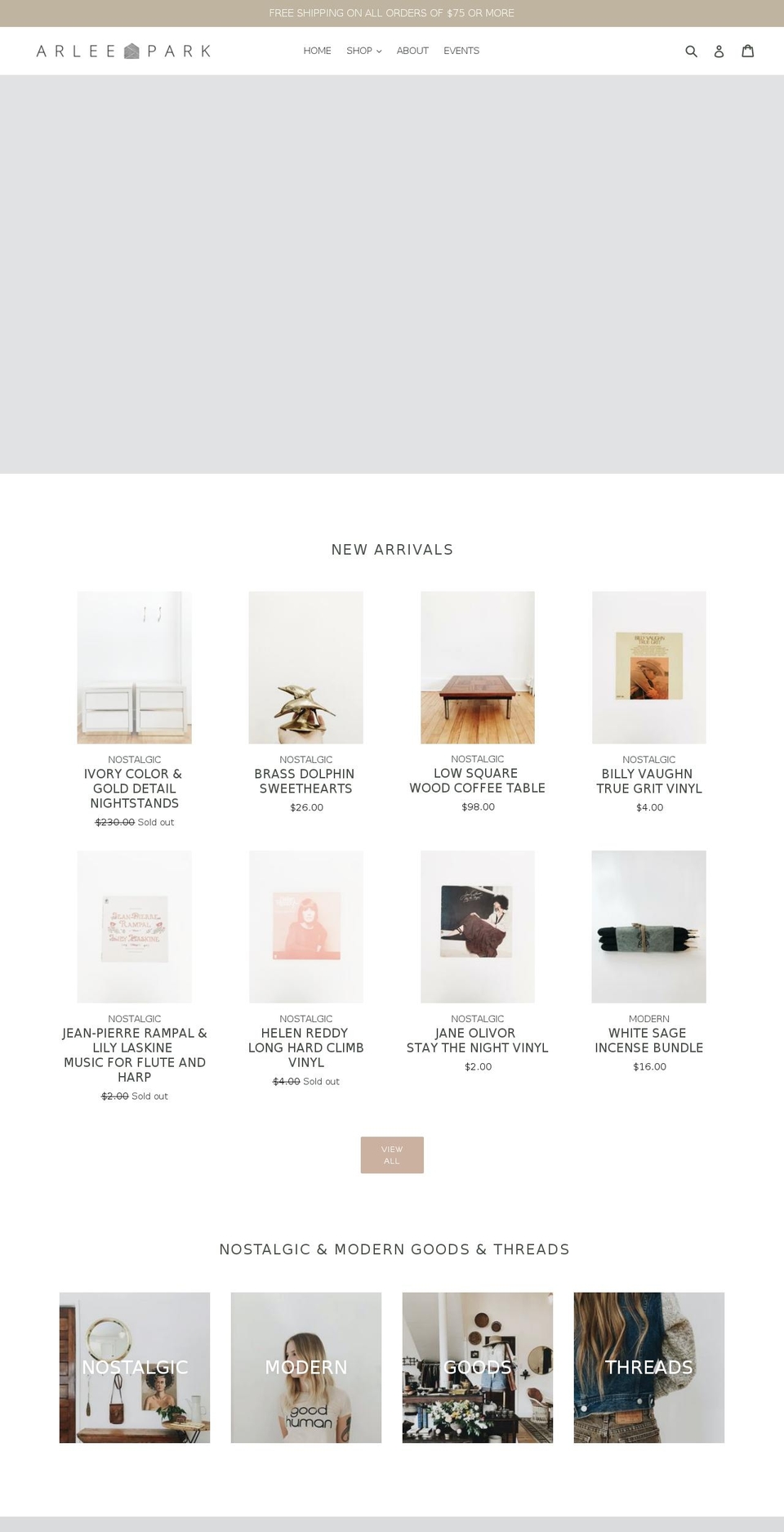 arleepark.com shopify website screenshot