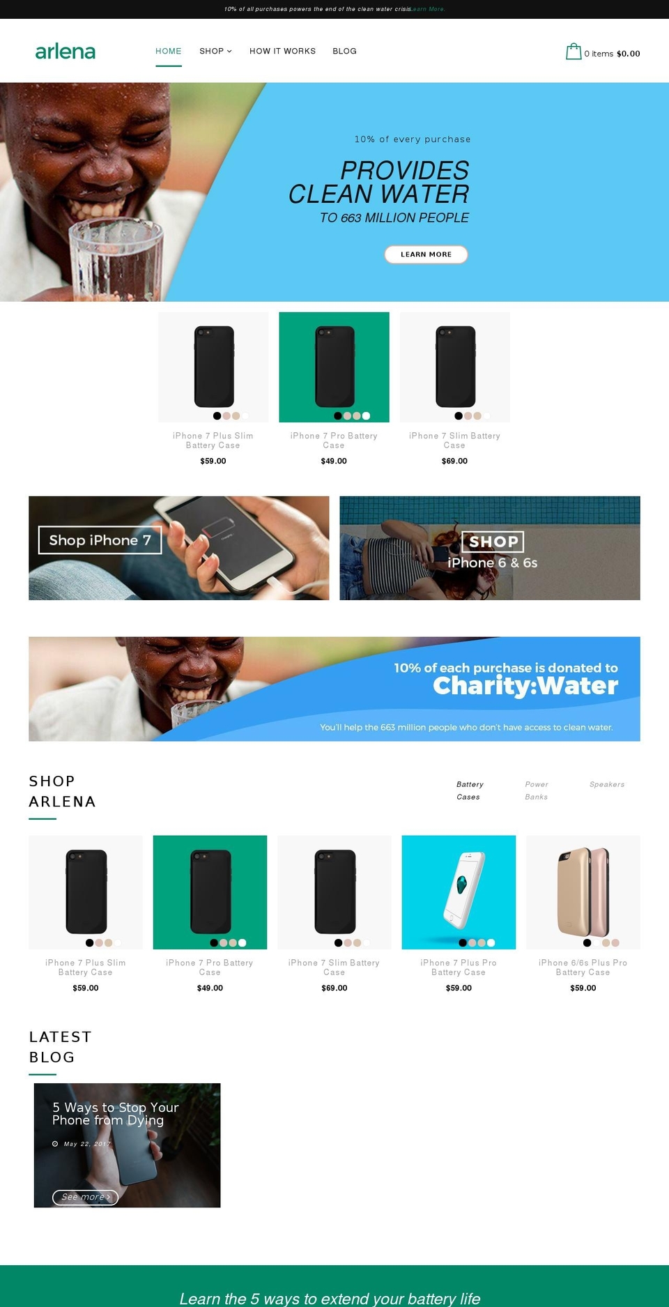 home5 Shopify theme site example arlenapower.com