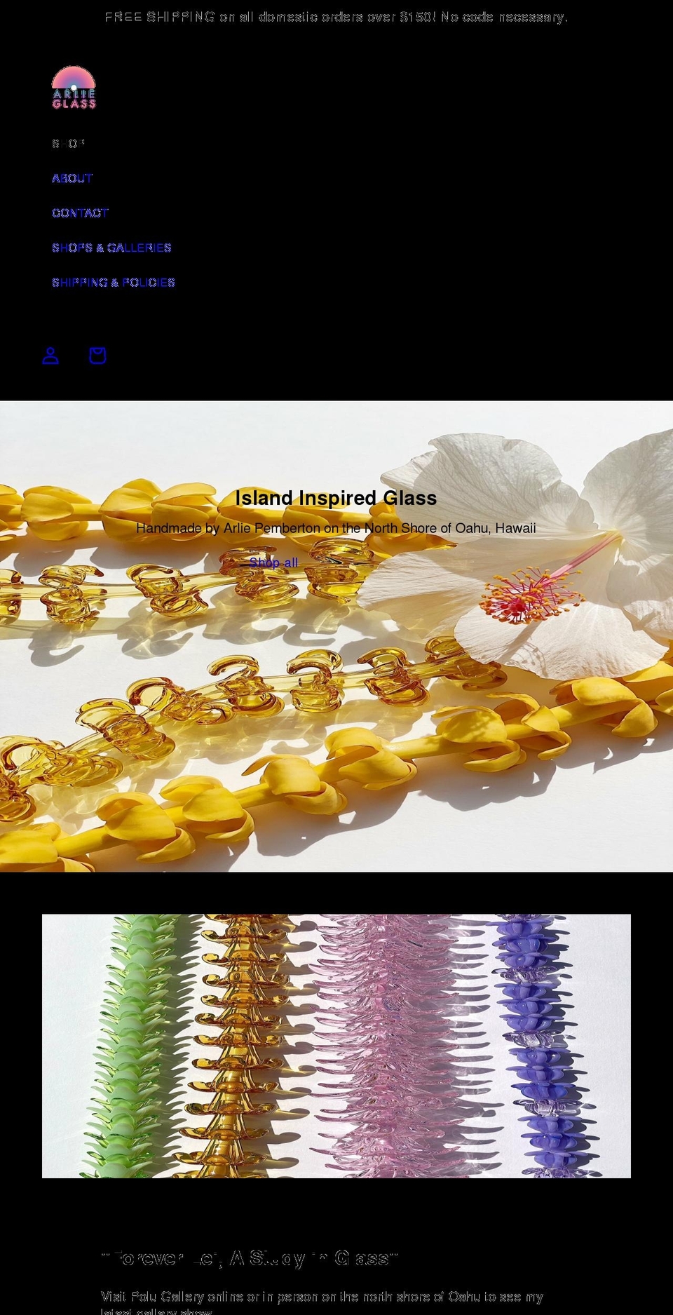 arlie-glass.com shopify website screenshot