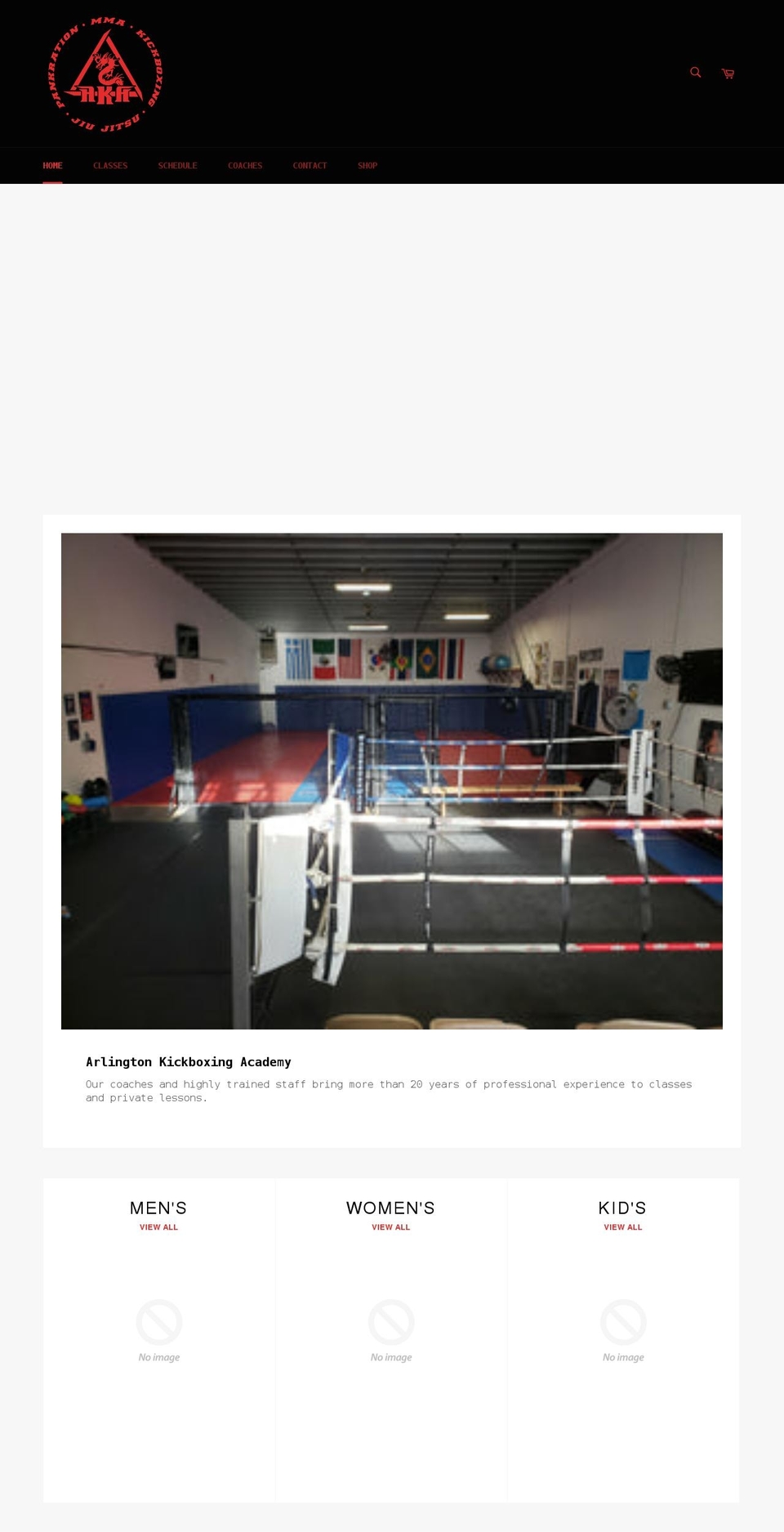 arlingtonkickboxingacademy.com shopify website screenshot