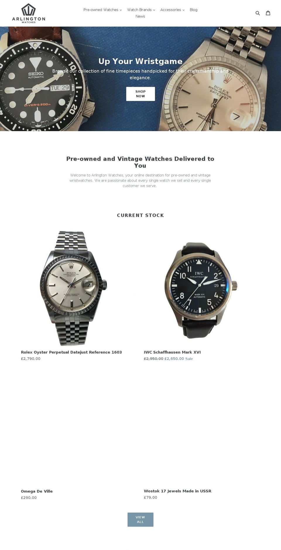 arlingtonwatches.com — Shopify storefront screenshot