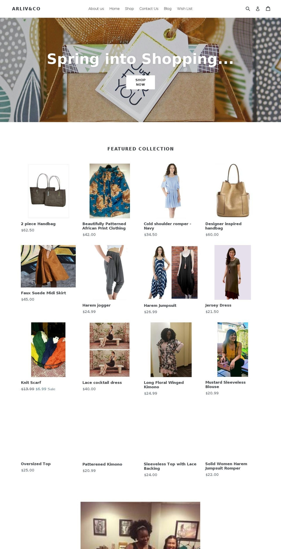 arlivboutique.com shopify website screenshot