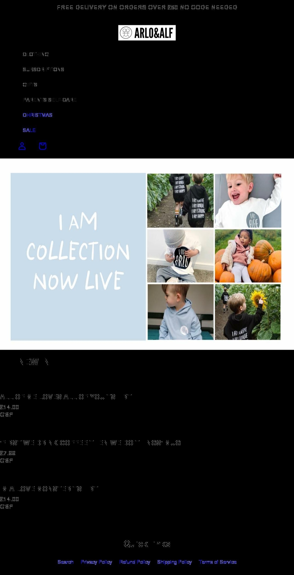 arloandalf.com shopify website screenshot