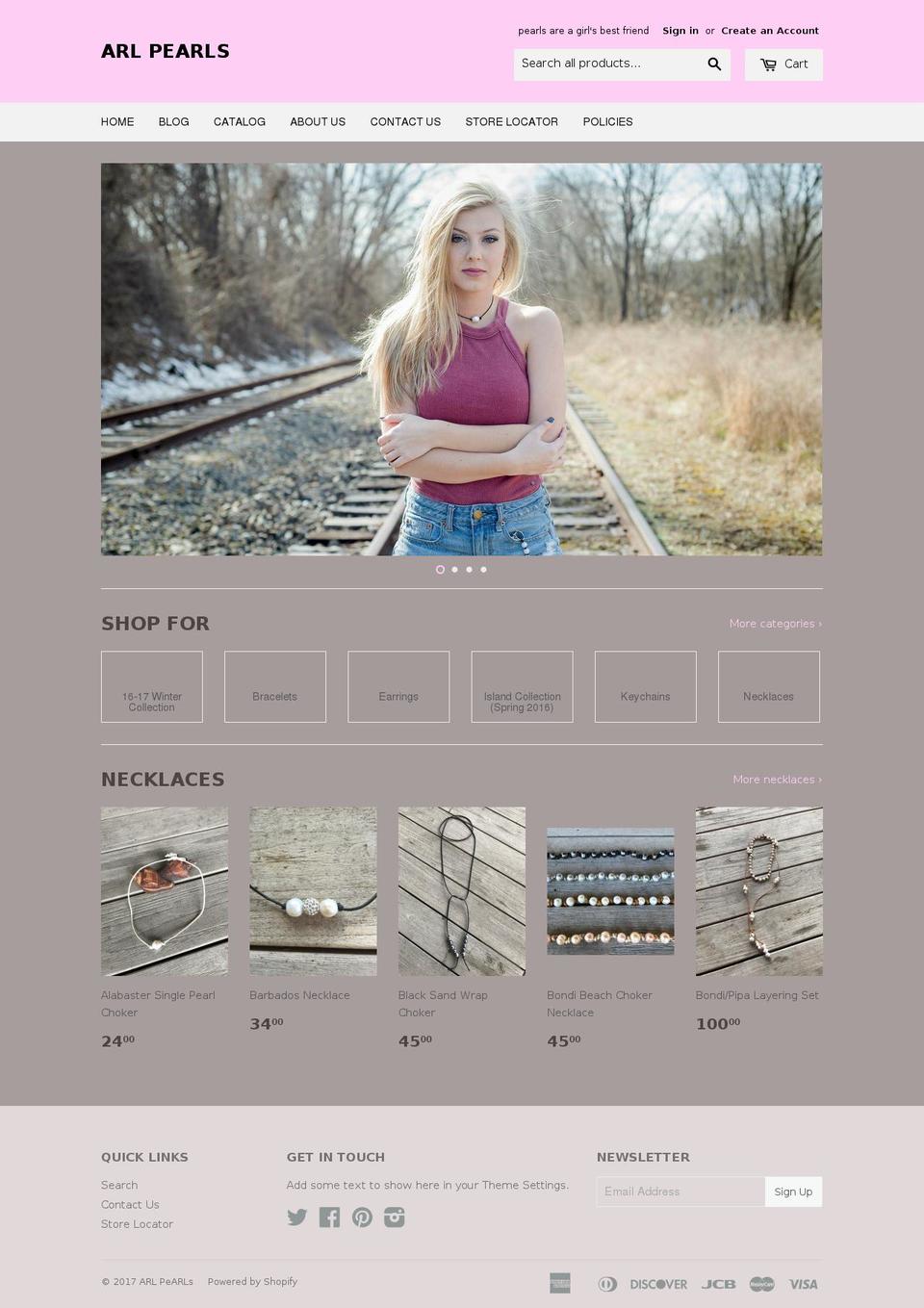 arlpearls.com shopify website screenshot