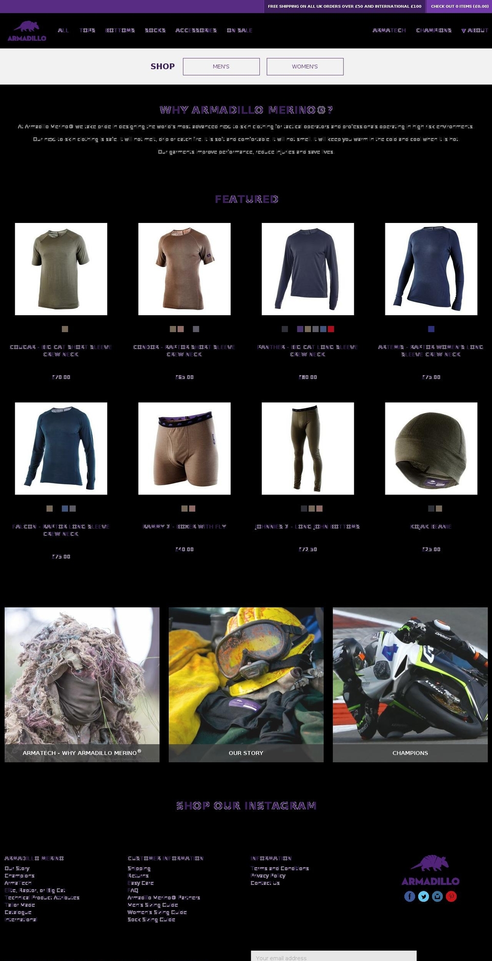 armadillomerino.com shopify website screenshot