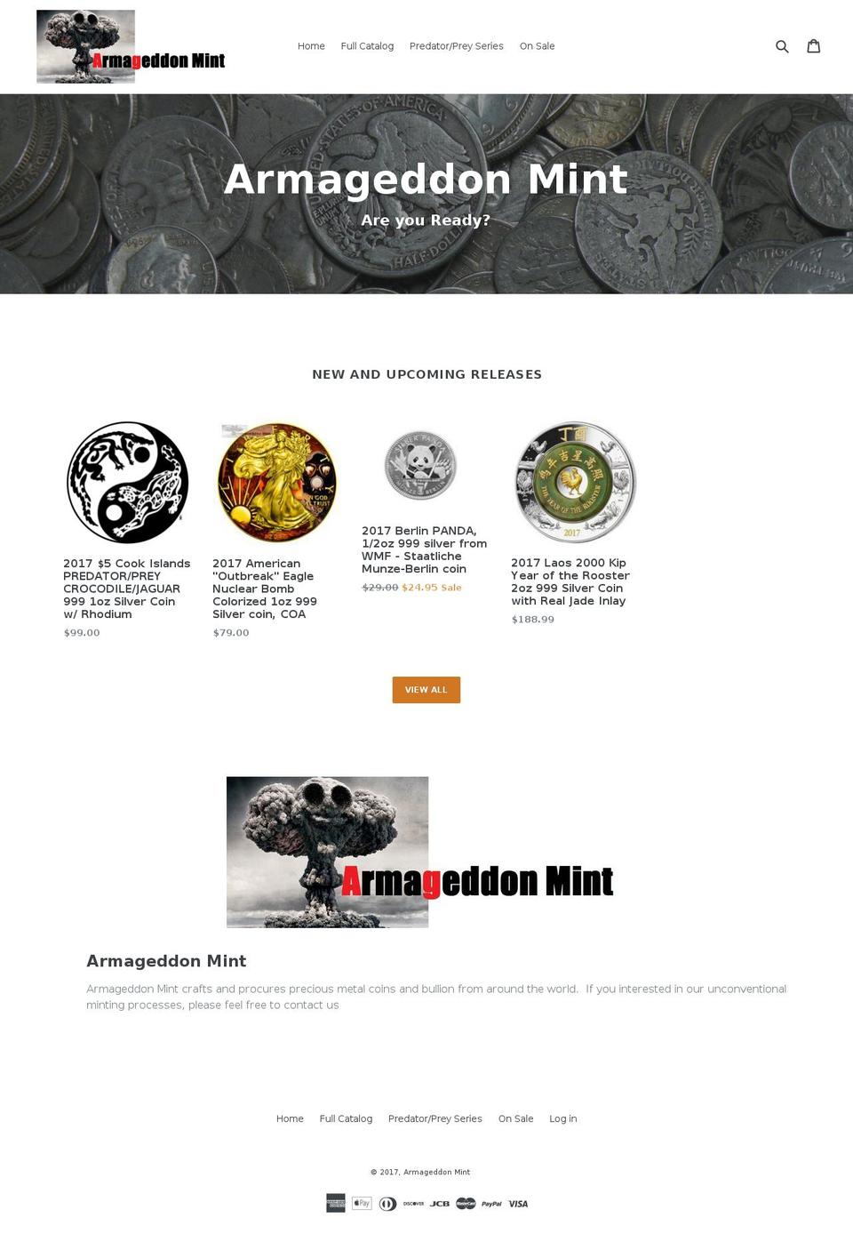 armageddonmint.com shopify website screenshot