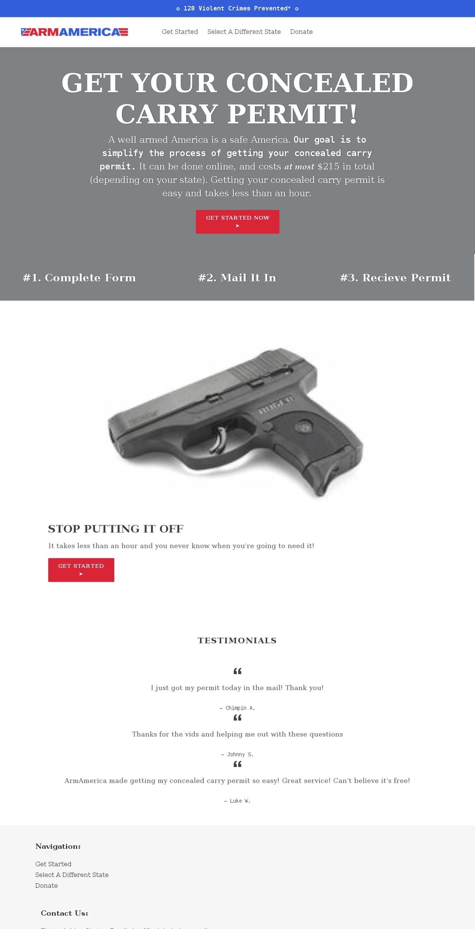 armamerica.org shopify website screenshot