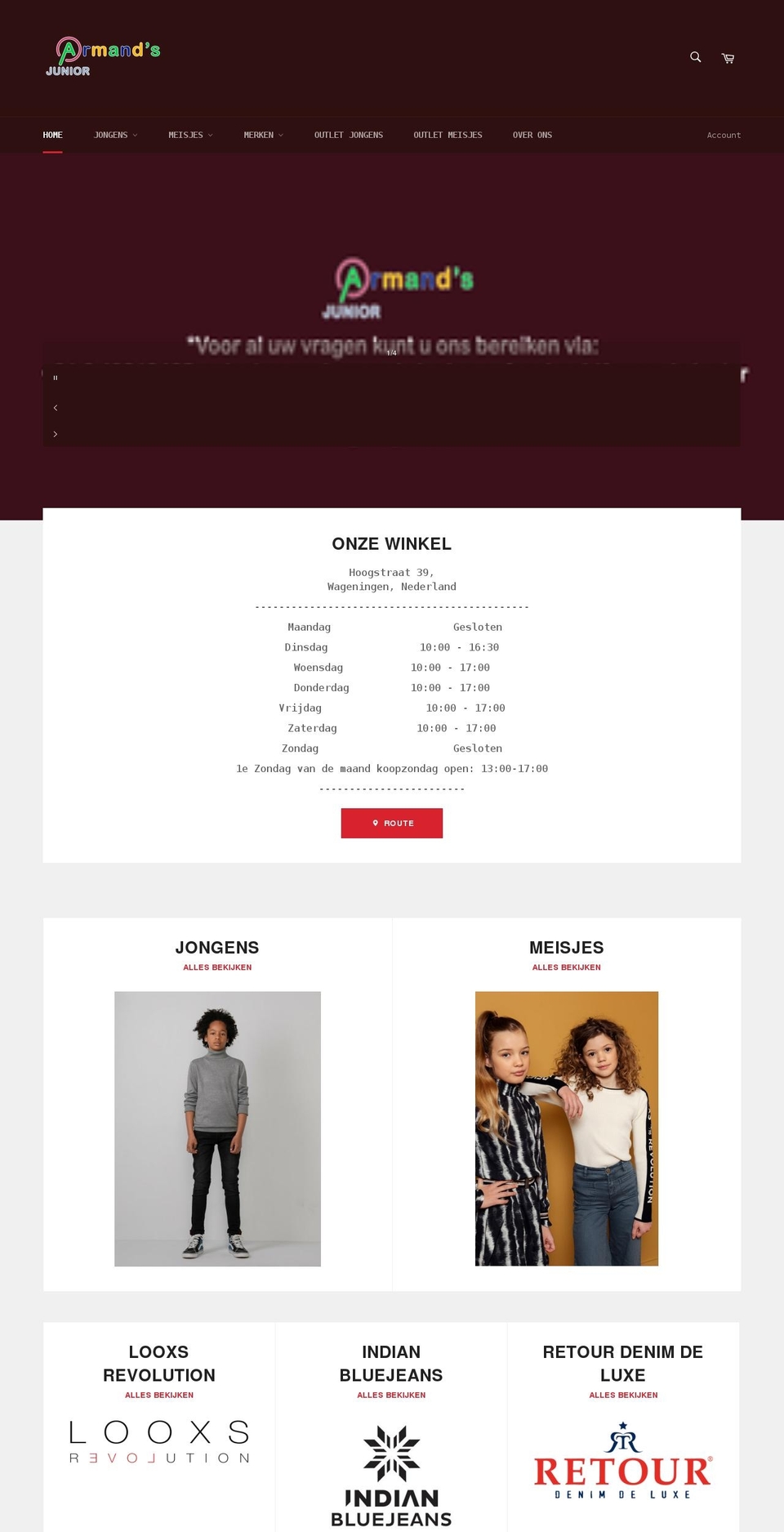 armandsjunior.nl shopify website screenshot