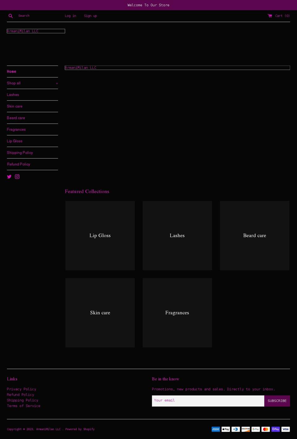 armanimilanllc.com shopify website screenshot