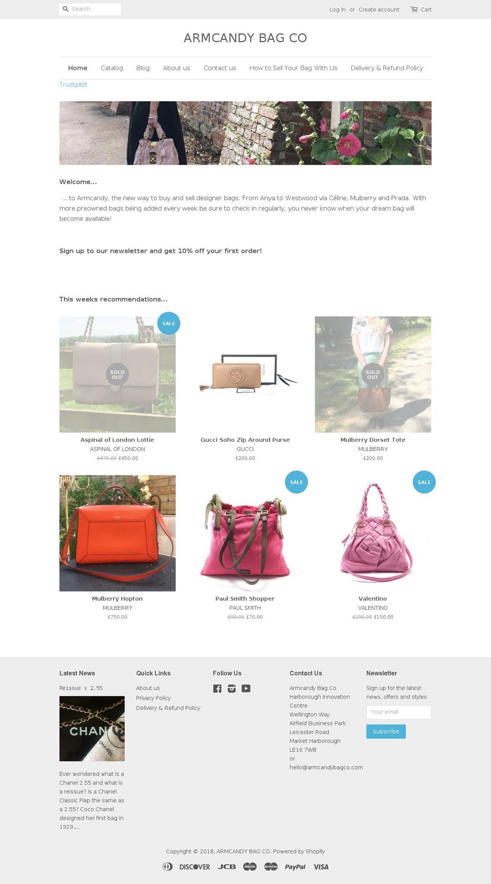 armcandybagco.com shopify website screenshot