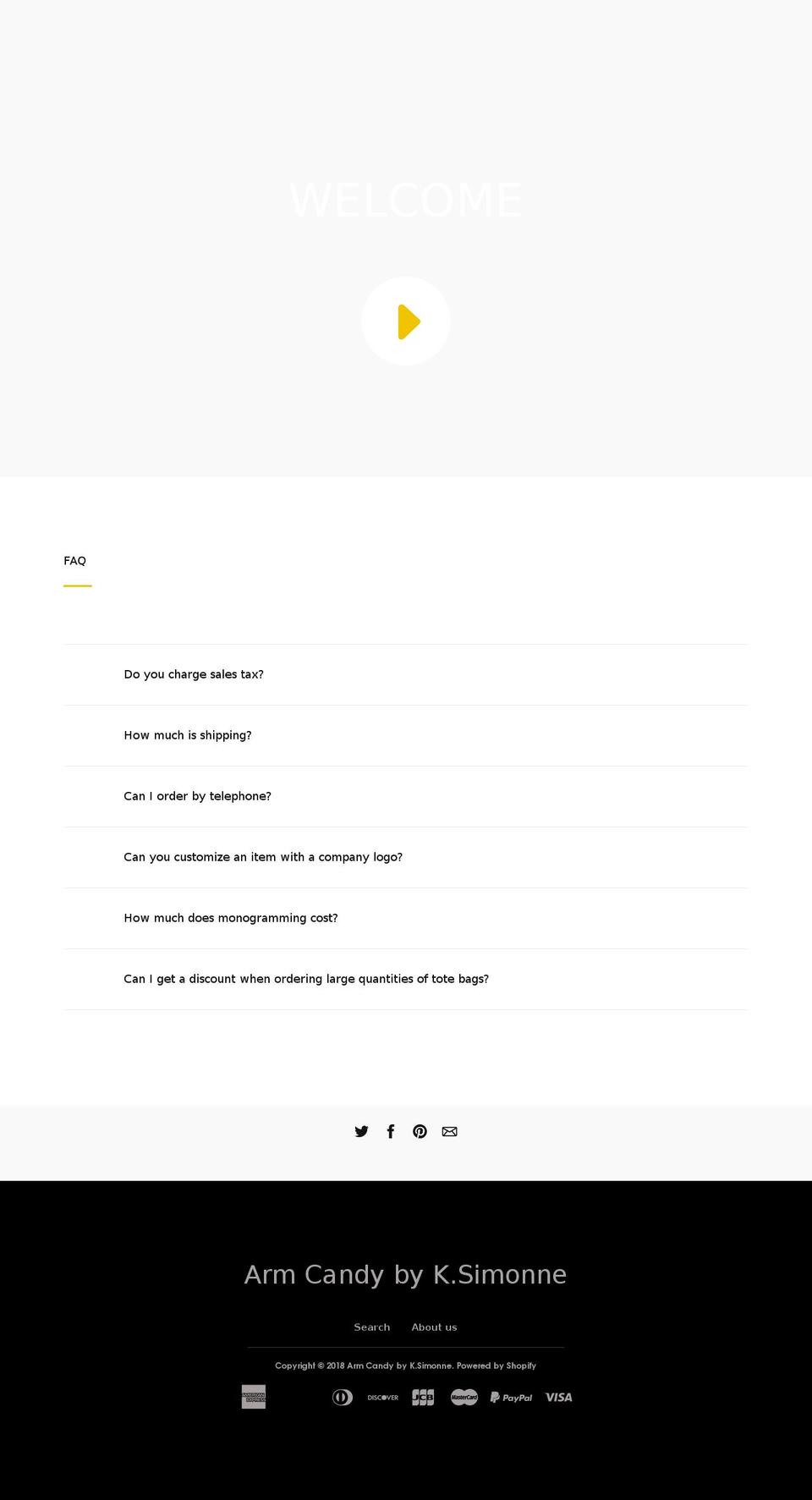 armcandybyksimonne.com shopify website screenshot