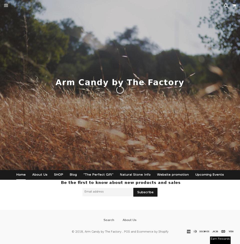armcandybythefactory.com — Shopify storefront screenshot