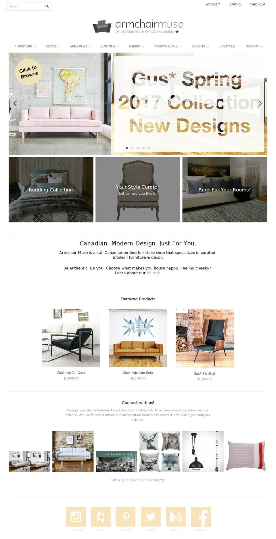 armchairmuse.com shopify website screenshot