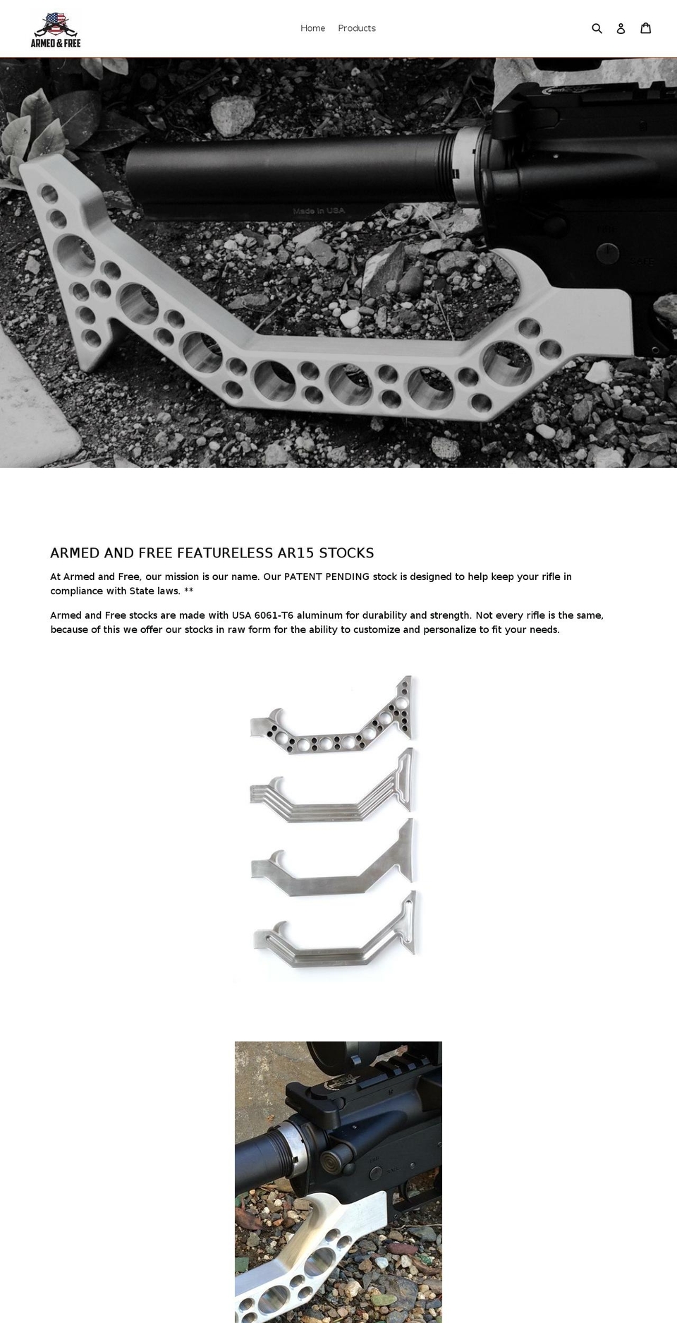 armedandfreeus.com — Shopify storefront screenshot