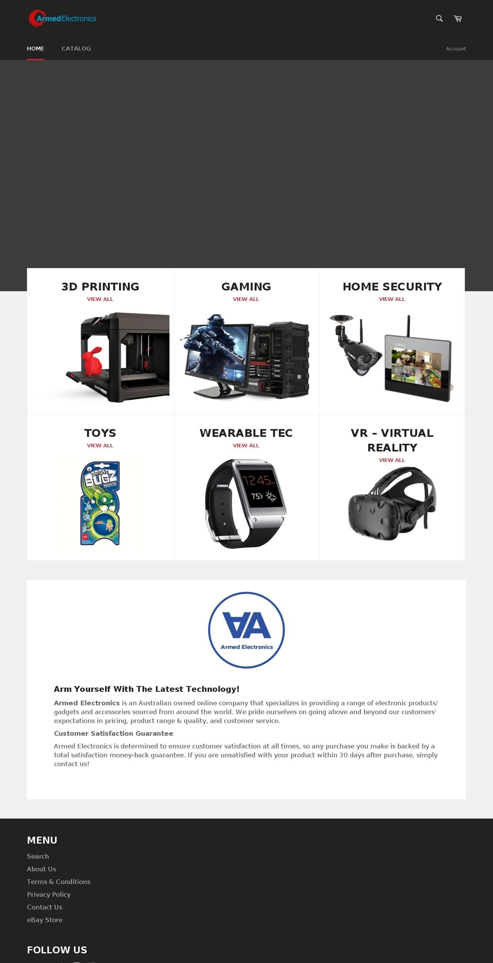 armedelectronics.com shopify website screenshot
