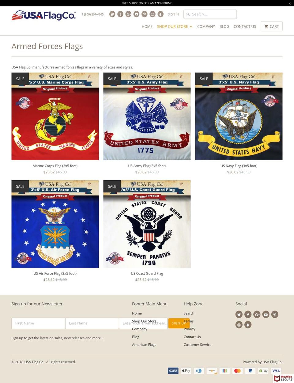 armedforcesflag.com — Shopify storefront screenshot
