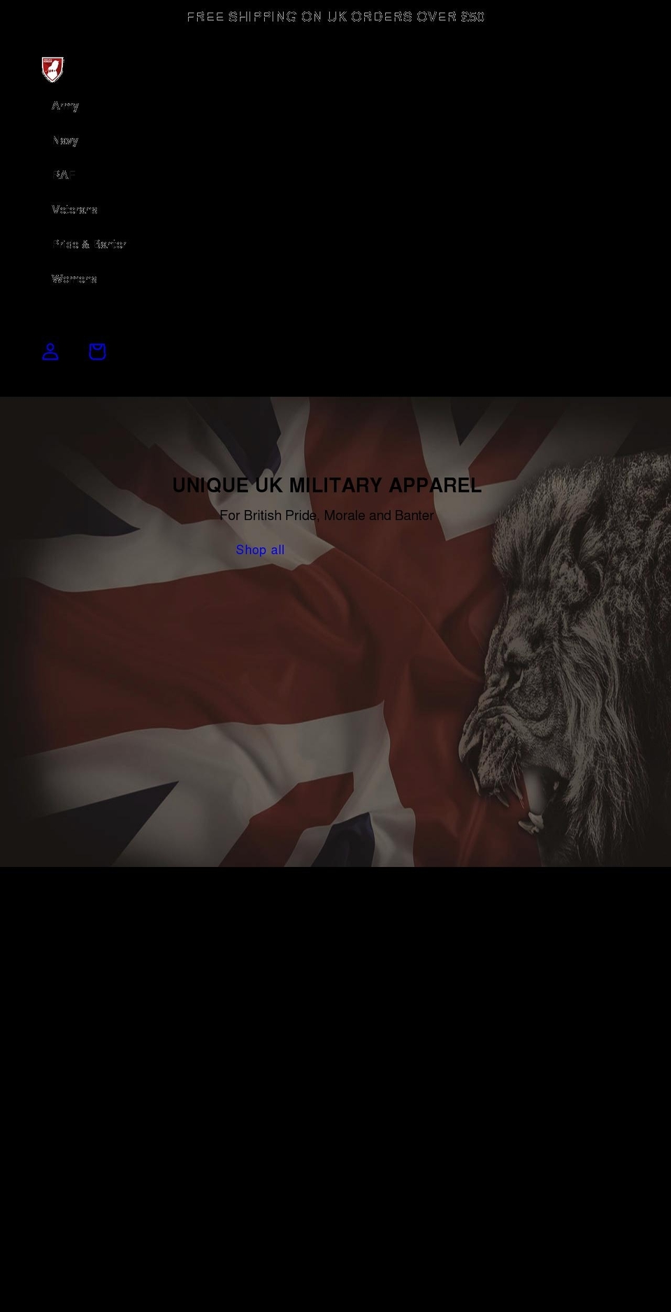 armedwithhonour.co.uk shopify website screenshot