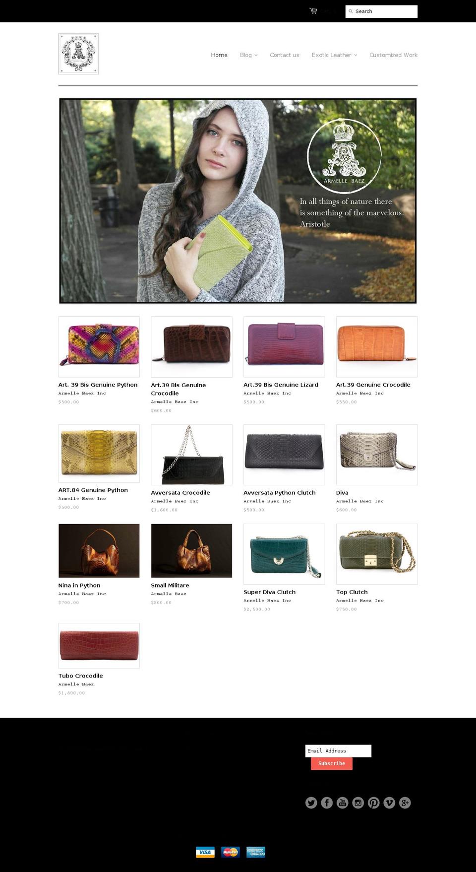 armellebaez.com — Shopify storefront screenshot