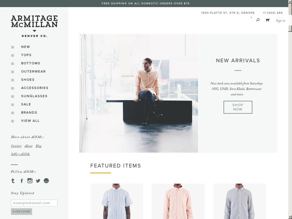 armitagemcmillan.com shopify website screenshot