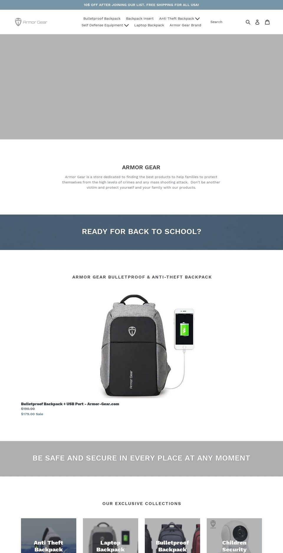 armor-gear.com — Shopify storefront screenshot