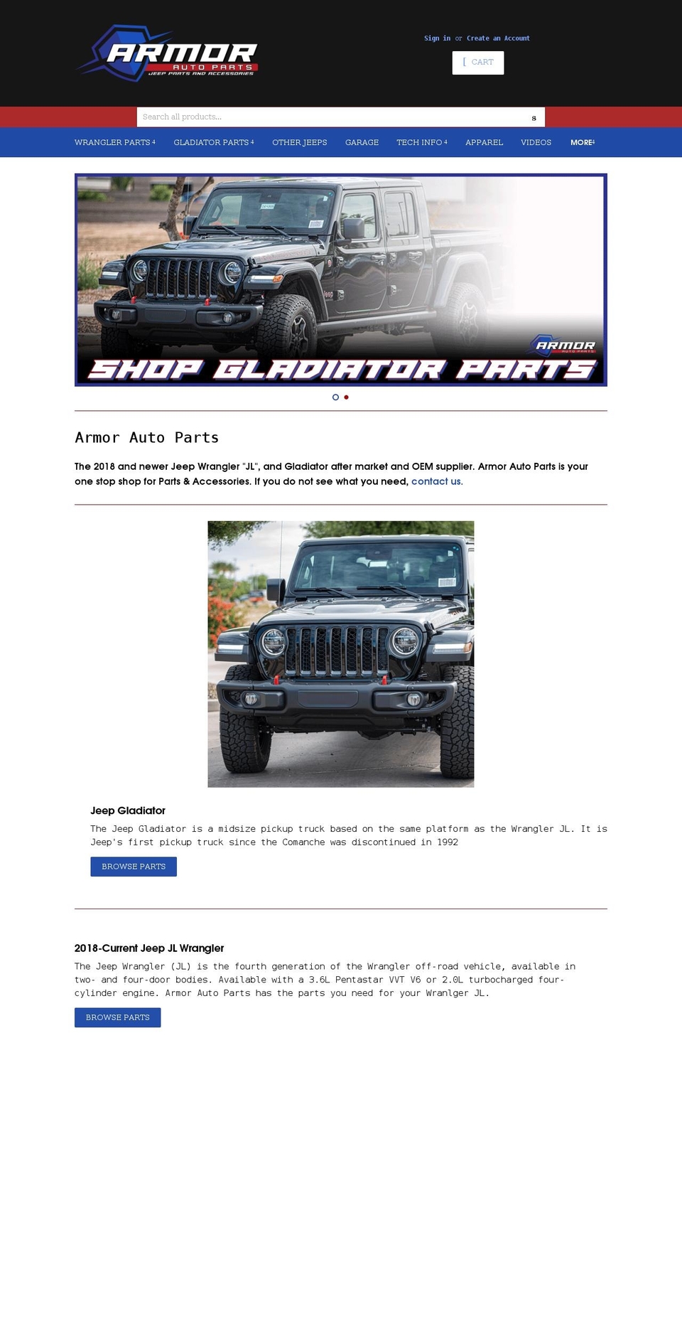 armorautoparts.com shopify website screenshot