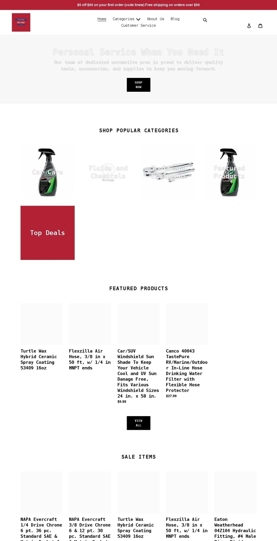 armorautosupply.com shopify website screenshot