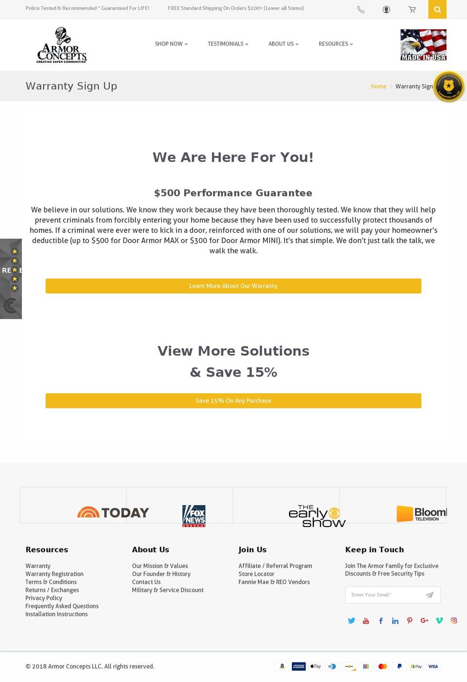 armorconcepts15.com — Shopify storefront screenshot