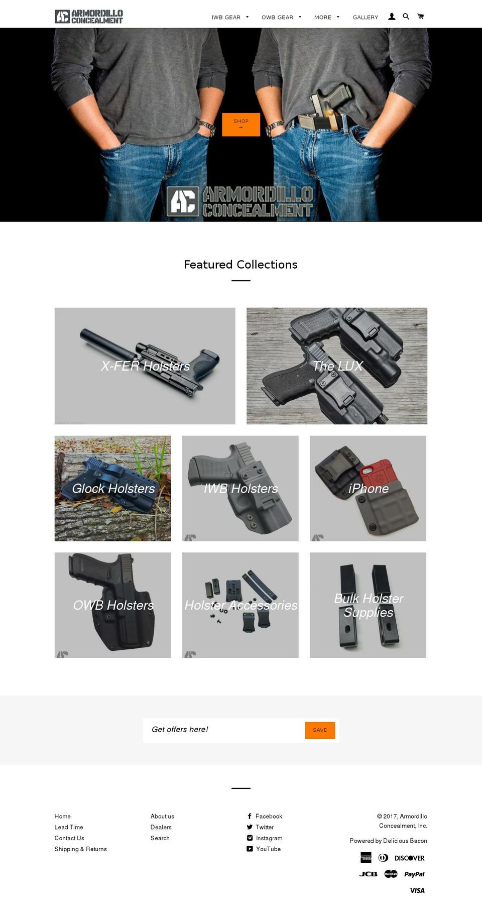 armordilloconcealment.com shopify website screenshot