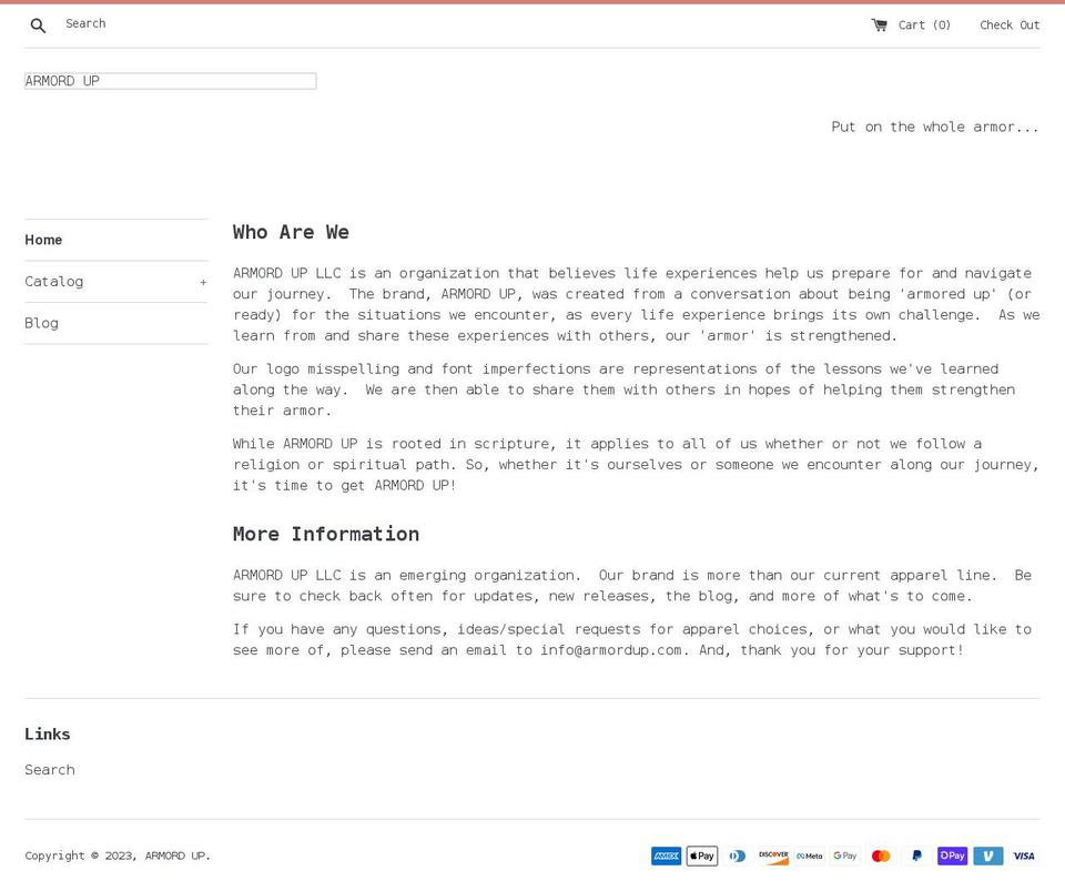 armordup.com shopify website screenshot