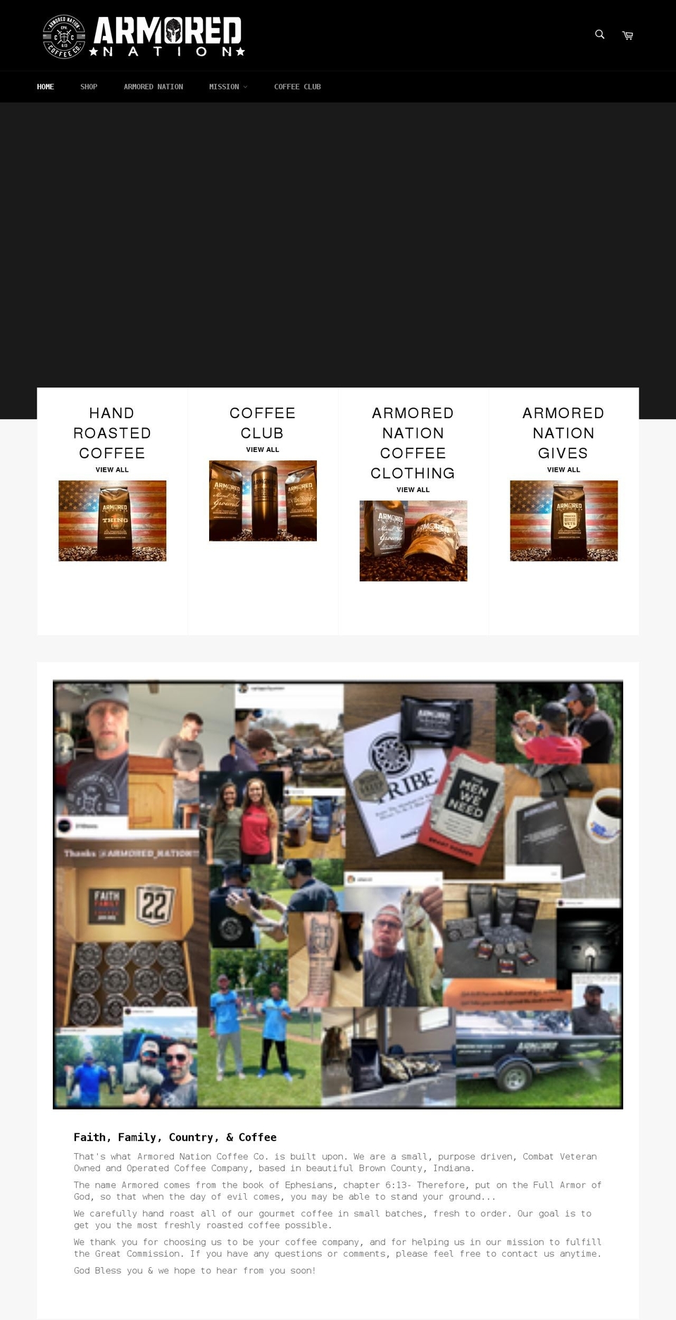 armoredcoffee.com shopify website screenshot