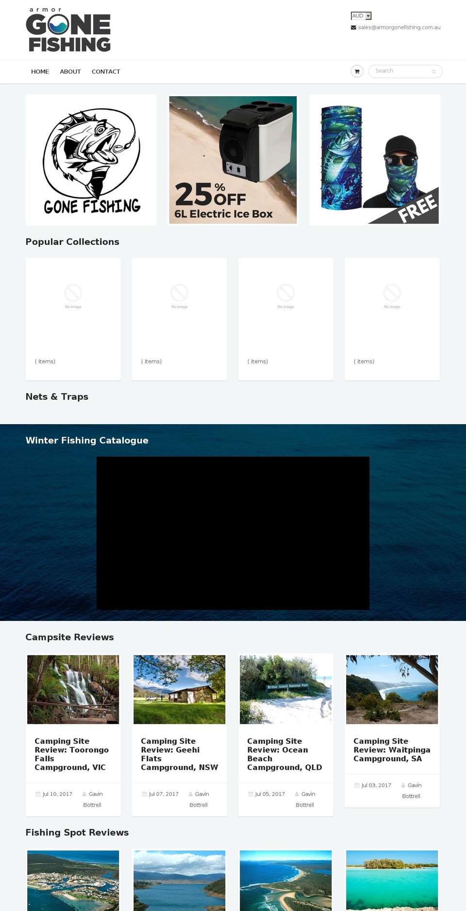 armorgonefishing.com.au shopify website screenshot