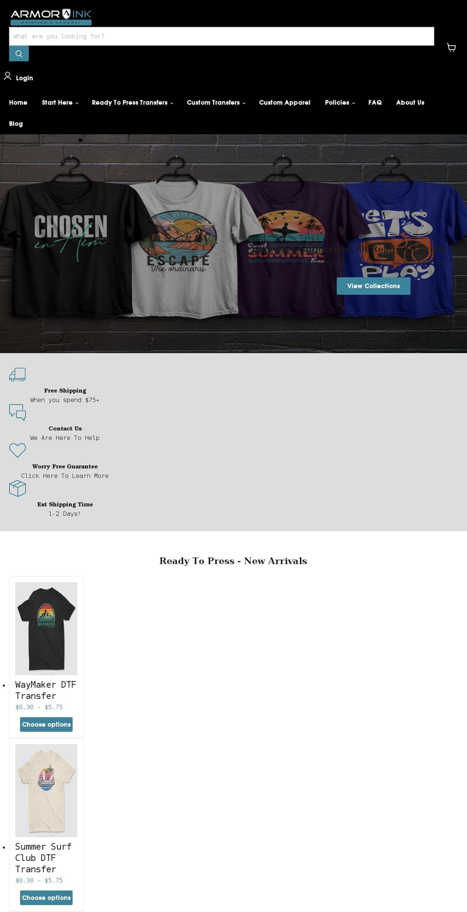 armorink.com shopify website screenshot